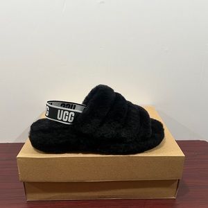 Ugg, Girls, Fluff Yeah Slide, 1098494K, Black